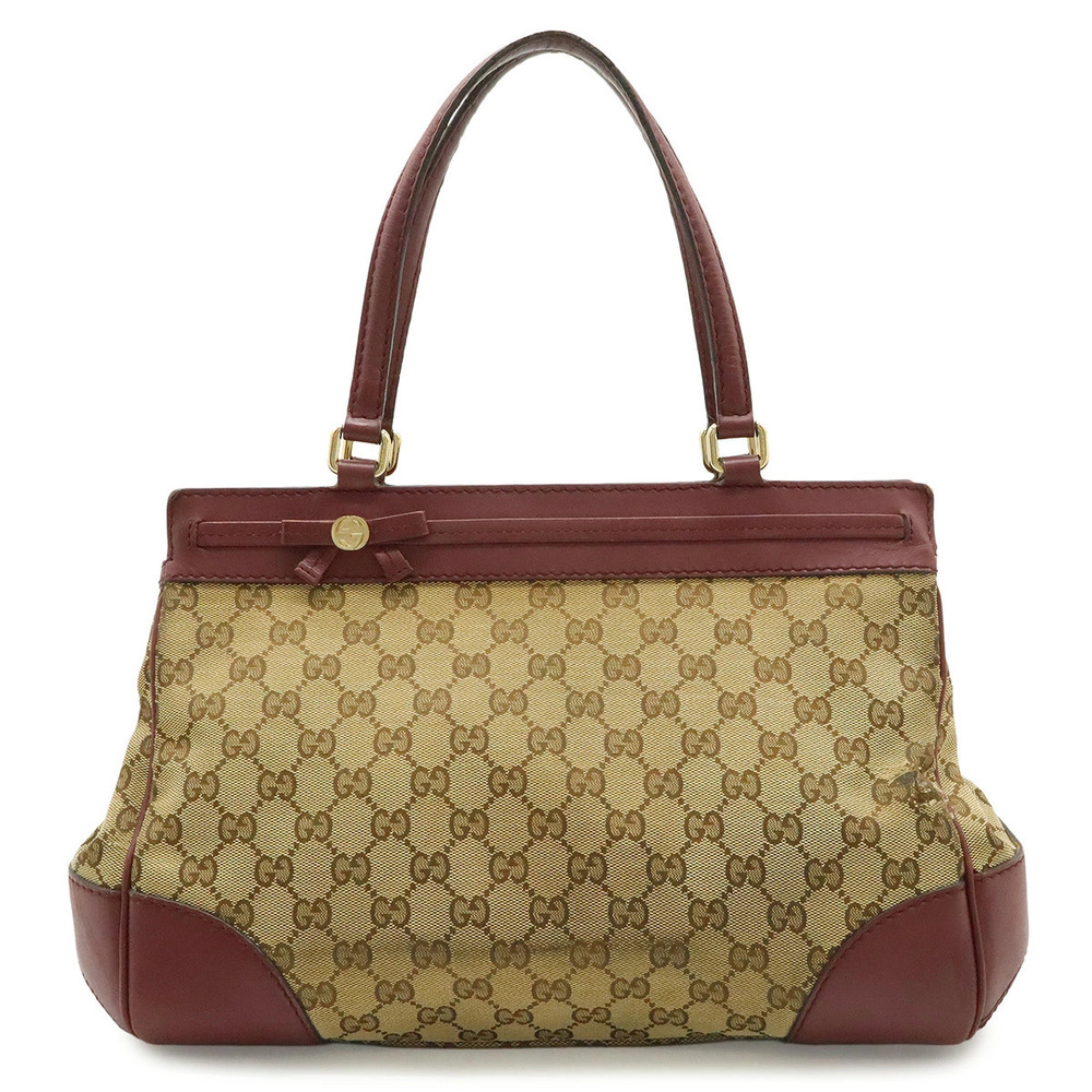 Gucci GG Canvas Princy Sherry Tote Bag Beige Brown Cream Bordeaux Purple Brown